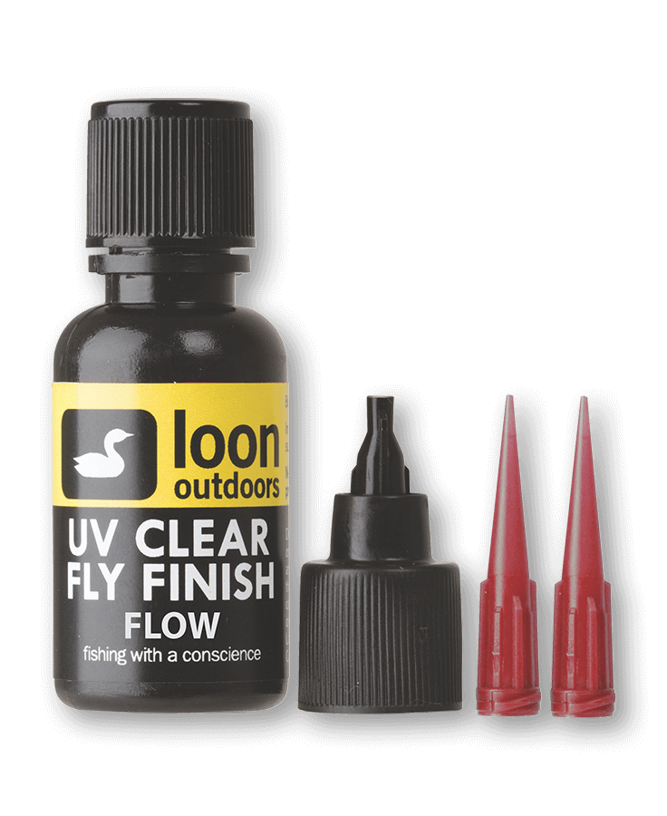 Loon UV Clear Fly Finish Flow with applicator tips — the thin UV resin that replaces head cement (photo: Loon Outdoors)