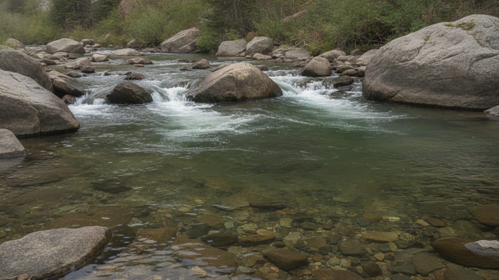 Deckers pocket water above a smooth pool tailout