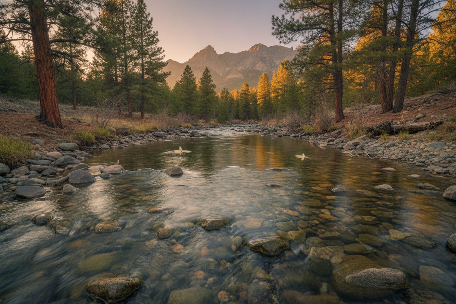 fly fisherman on misty mountain lake